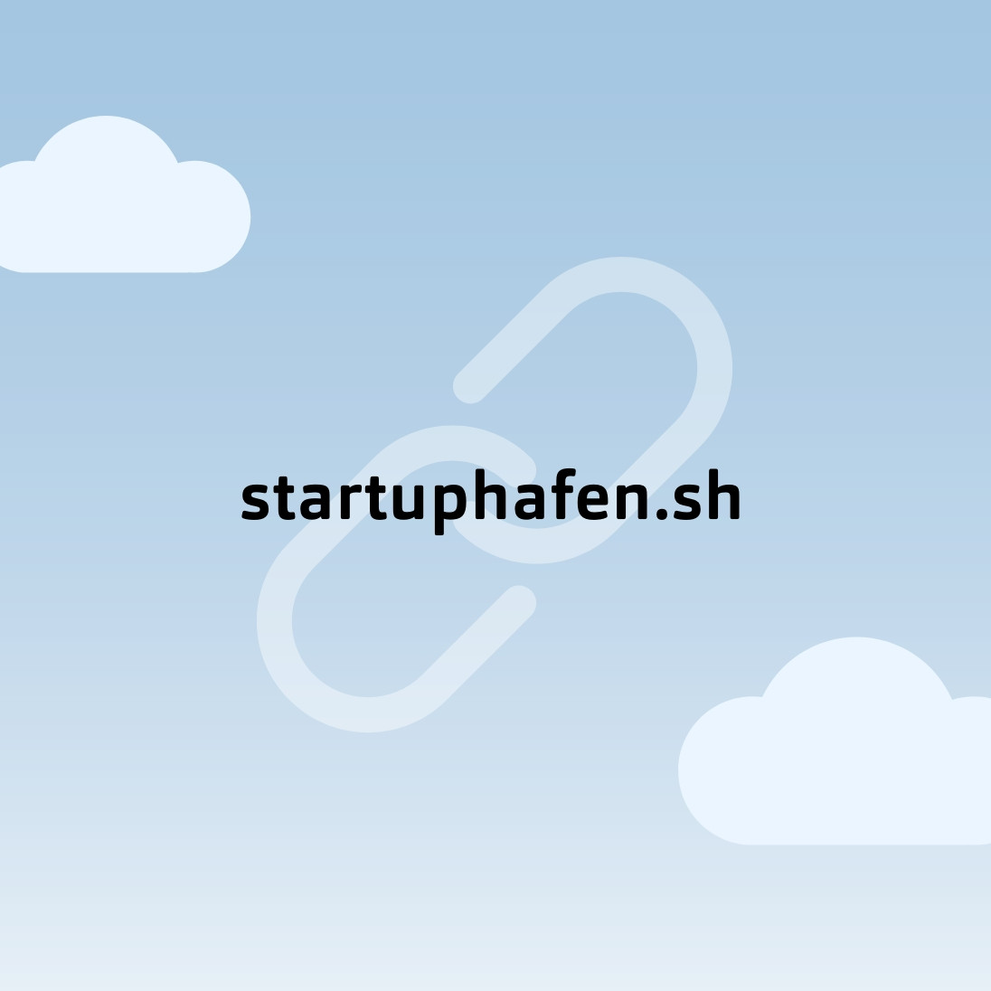Eine Grafik mit blauem Himmel, zwei Wolken und dem Schriftzug startuphafen.sh