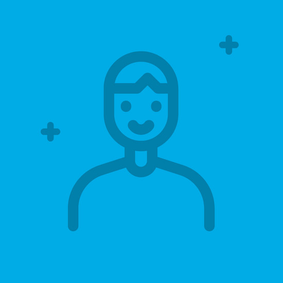 Blaue Grafik eines Mannes als Platzhalter für Mitarbeiter