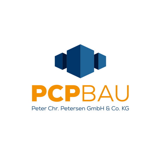 Der Grundstein PCP Bau Logo in orange blauen Farben