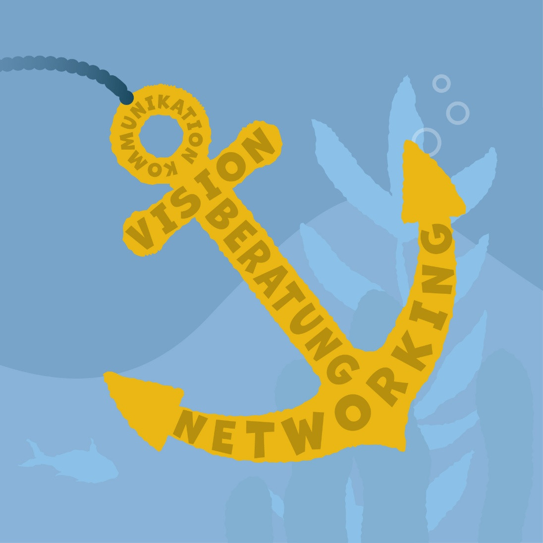 Ein Anker mit den Worten Vision, Beratung und Networking darauf.