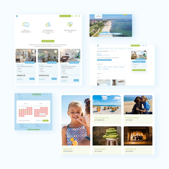 Gut ankommen Fünf Homepageausschnitte von Kraushaar Ferienwohnungen