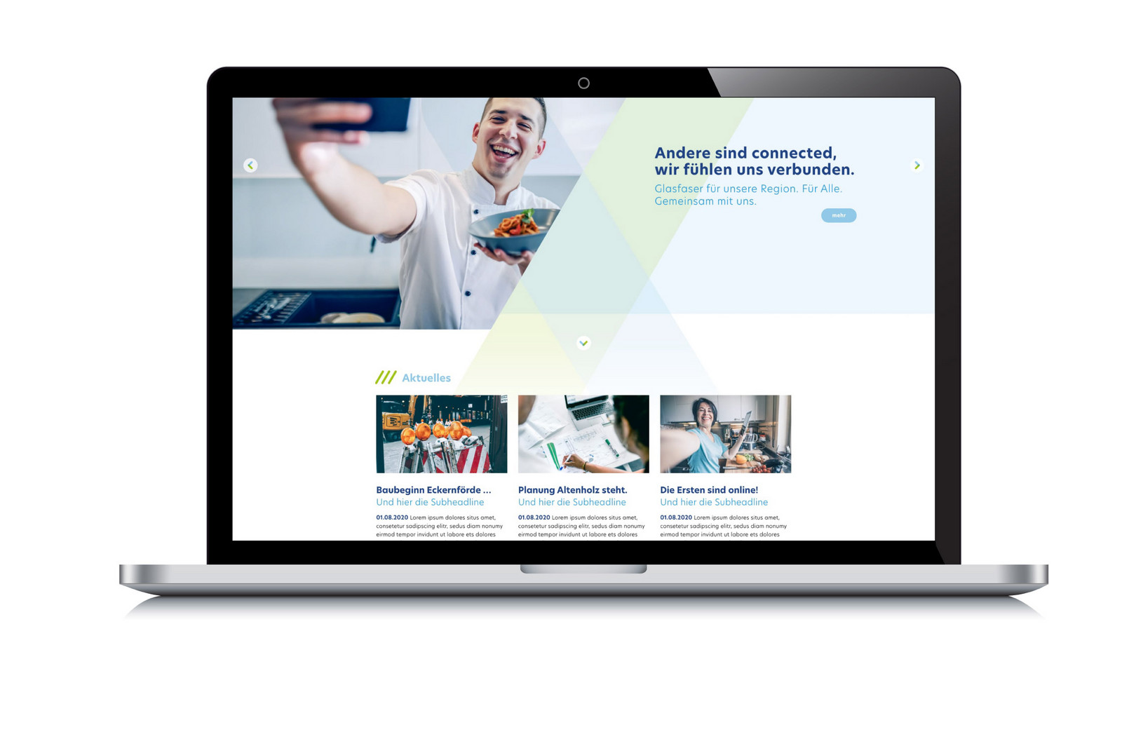 Homepage von Teranet visualisiert auf Laptop