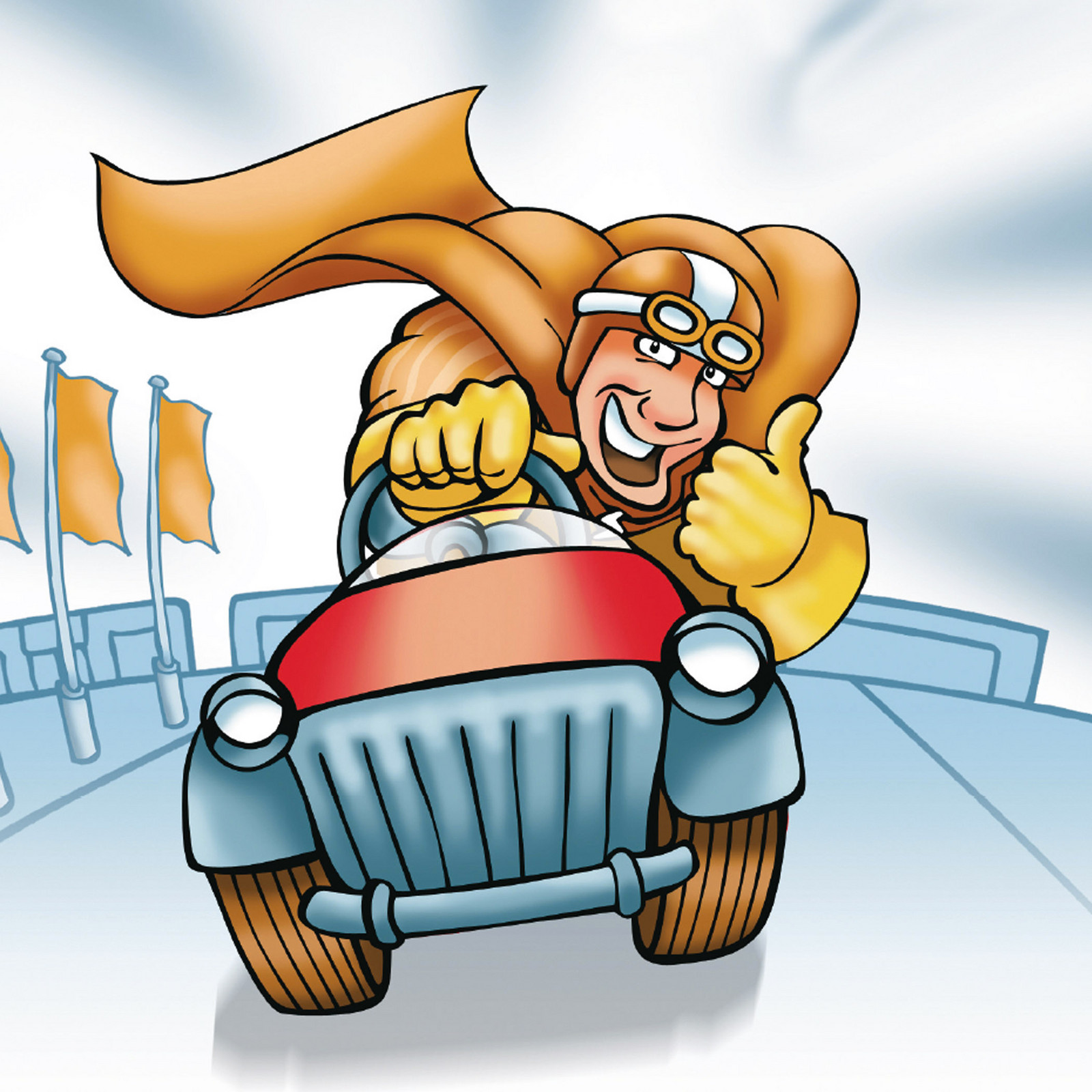 hochzwei_scan_teaser_05.jpg Mr Scandi fährt Auto und zeigt den Daumen hoch