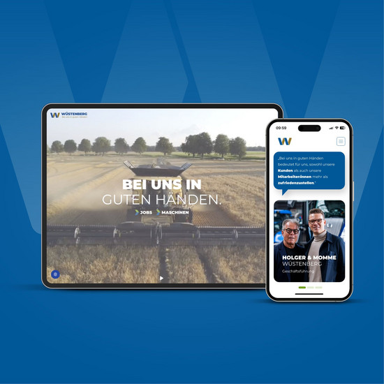 Ein Smartphone und ein Tablet mit der neuen Wüstenberg Webseite.