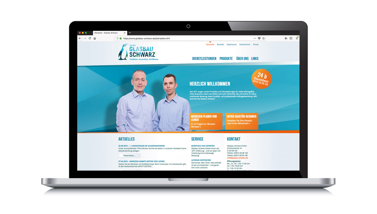 Computer mit Glasbau Schwarz Homepage