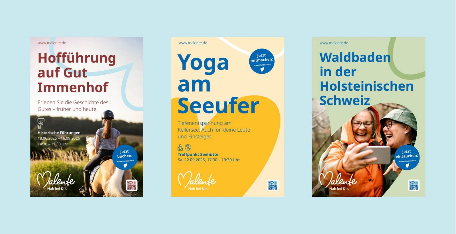 Drei Flyer der Ortsmarke Malente