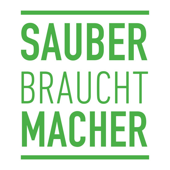 Reinlich Einsatz Grüner Schriftblock auf weißem Hintergrund