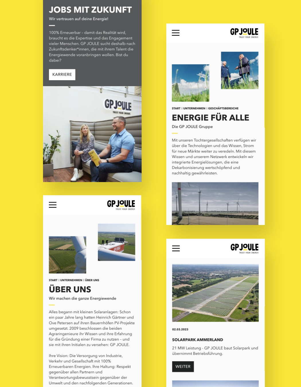 hochzwei_GP_teaser_08.jpg Einblicke in die neue Website auf einem gelben Hintergrund