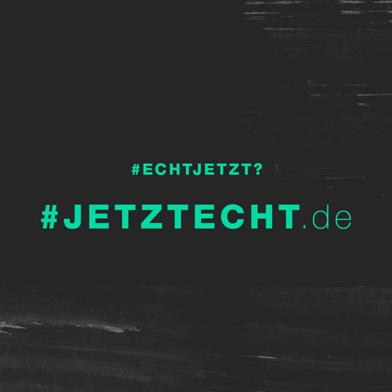 Einstiegsangebot Echt Jetzt? Jetzt echt.de in türkiser Schrift vor schwarzem Hintergrund