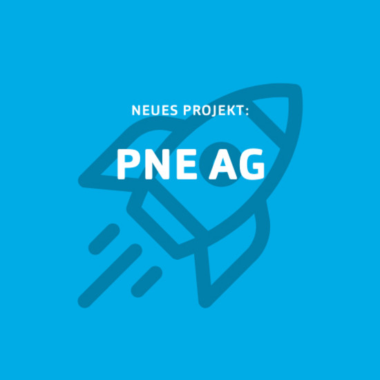 Very international²: PNE AG Blaue Kachel für Neukunde PNE AG