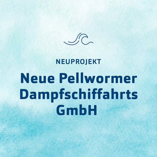 Vor Anker²: Neue Pellwormer Dampfschiffahrts GmbH Blaue Kachel mit einem Wellenzeichen