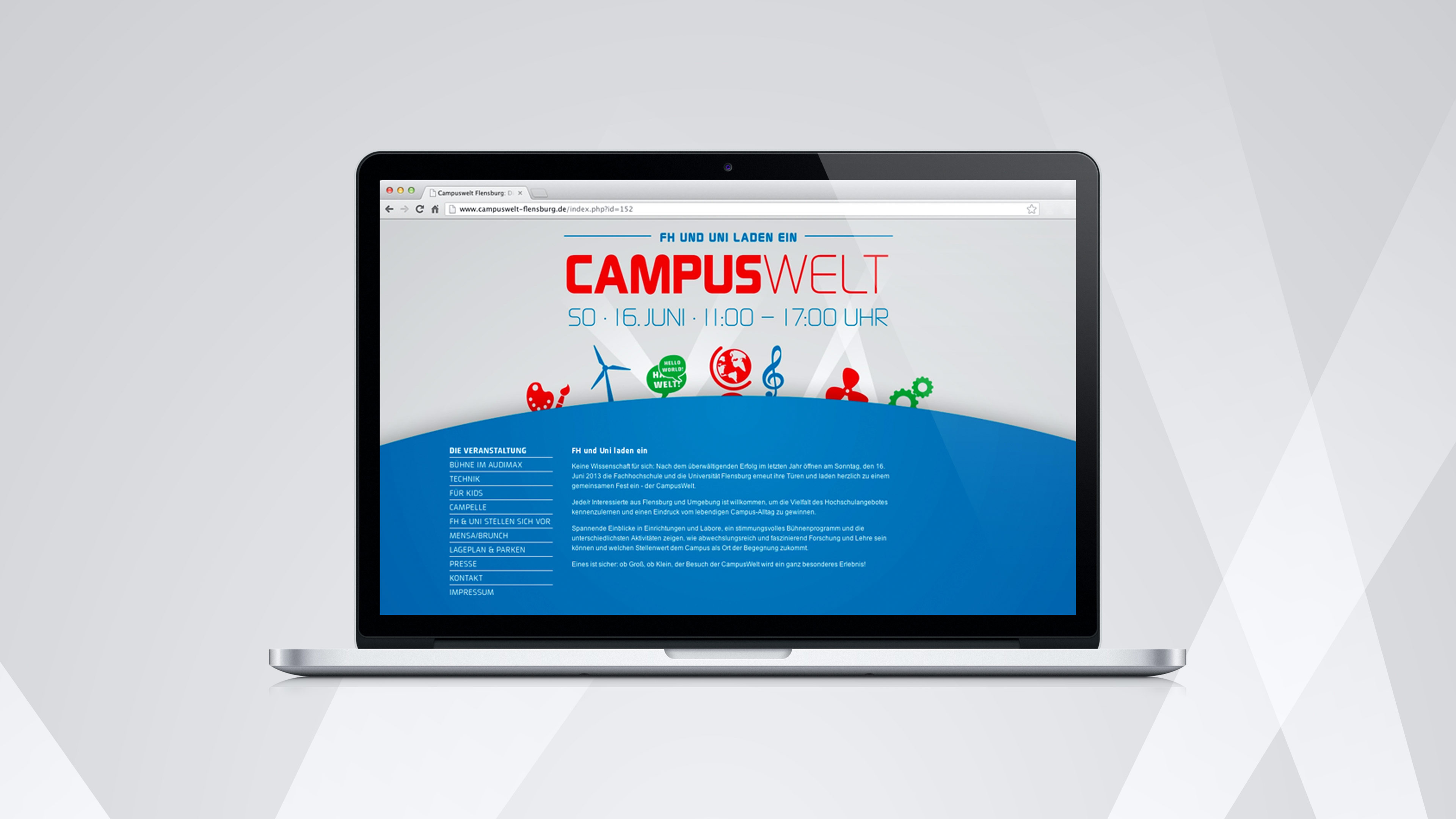 hochzwei_fhfl_slider_03.jpg Laptop zeigt Website campuswelt-flensburg.de