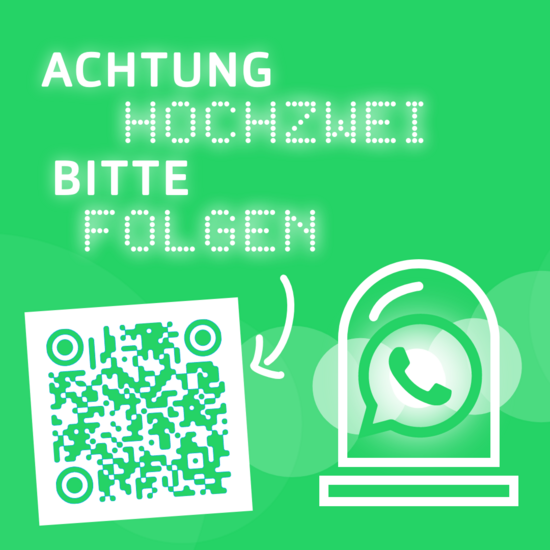 HOCHZWEI – jetzt neu bei WhatsApp Grüne Kachel für den Whatsapp Newsletter