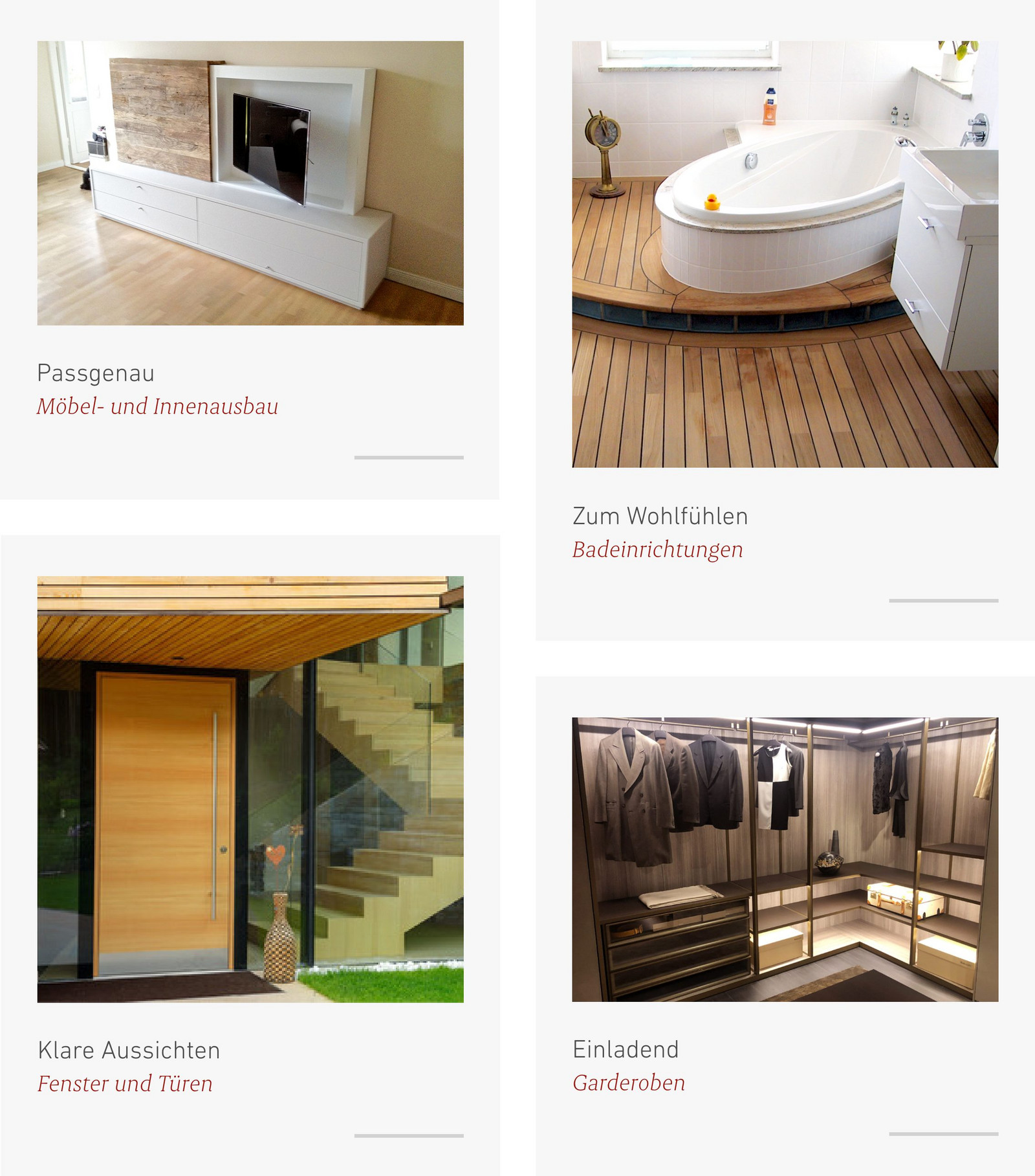 Neue Kachelelemente zu den Leistungsbereichen