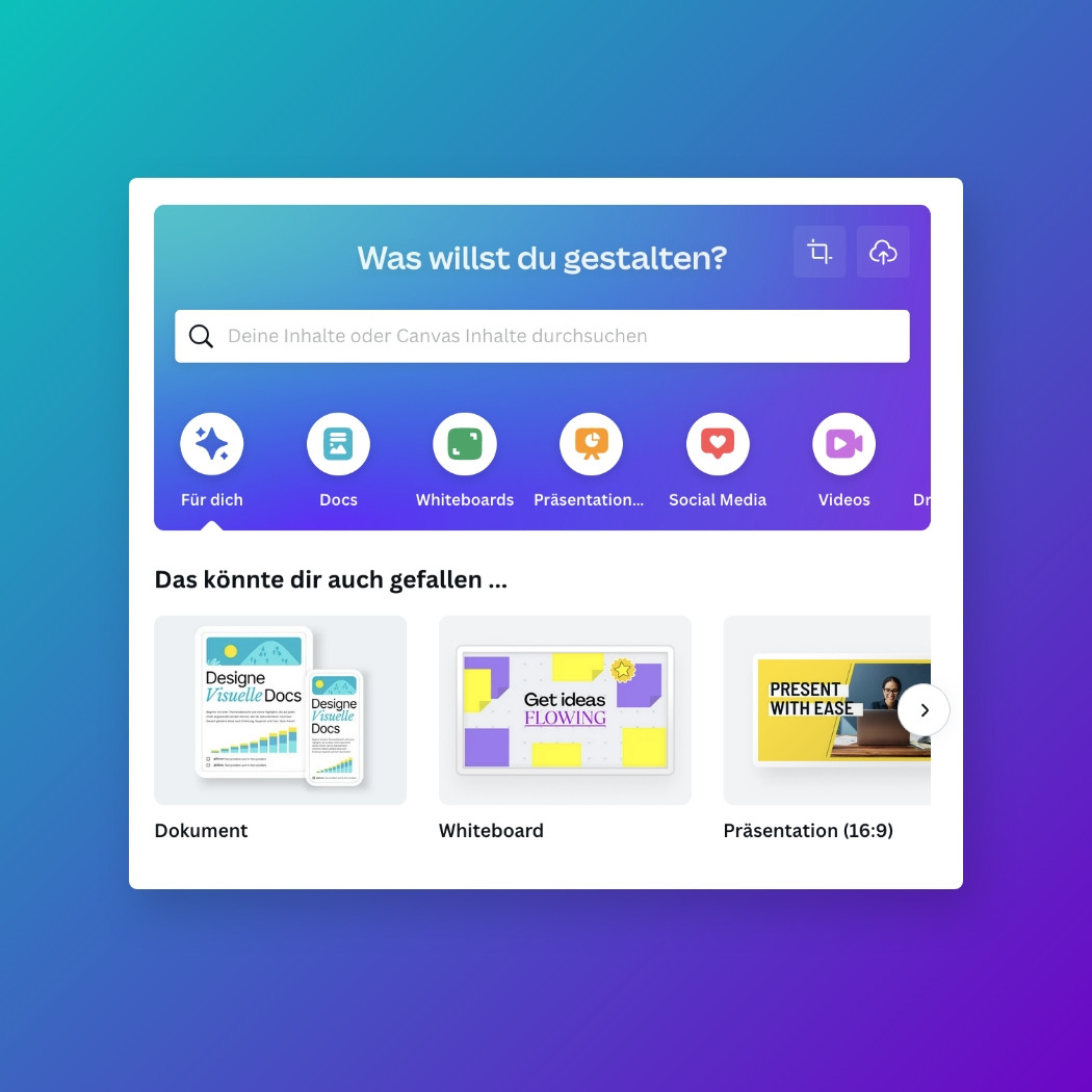 Die Canva Menüleiste