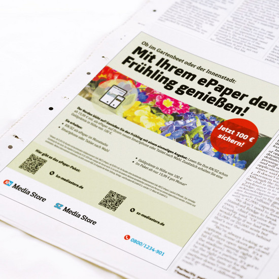 Willkommen zuhause werbung für das KN e-paper in einer Zeitung