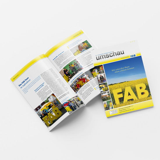 Titelblatt und Doppelseite der FAB-Umschau