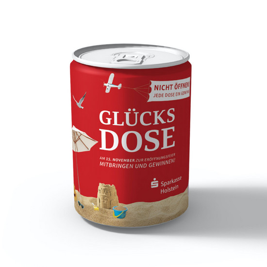 Rote Dose der Sparkasse Holstein