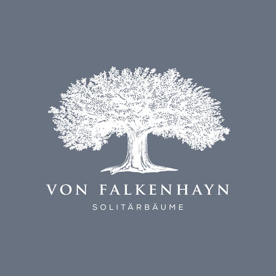 Neuer Markenauftritt für Baumschule Grau weißes Logo von von Falkenhayn