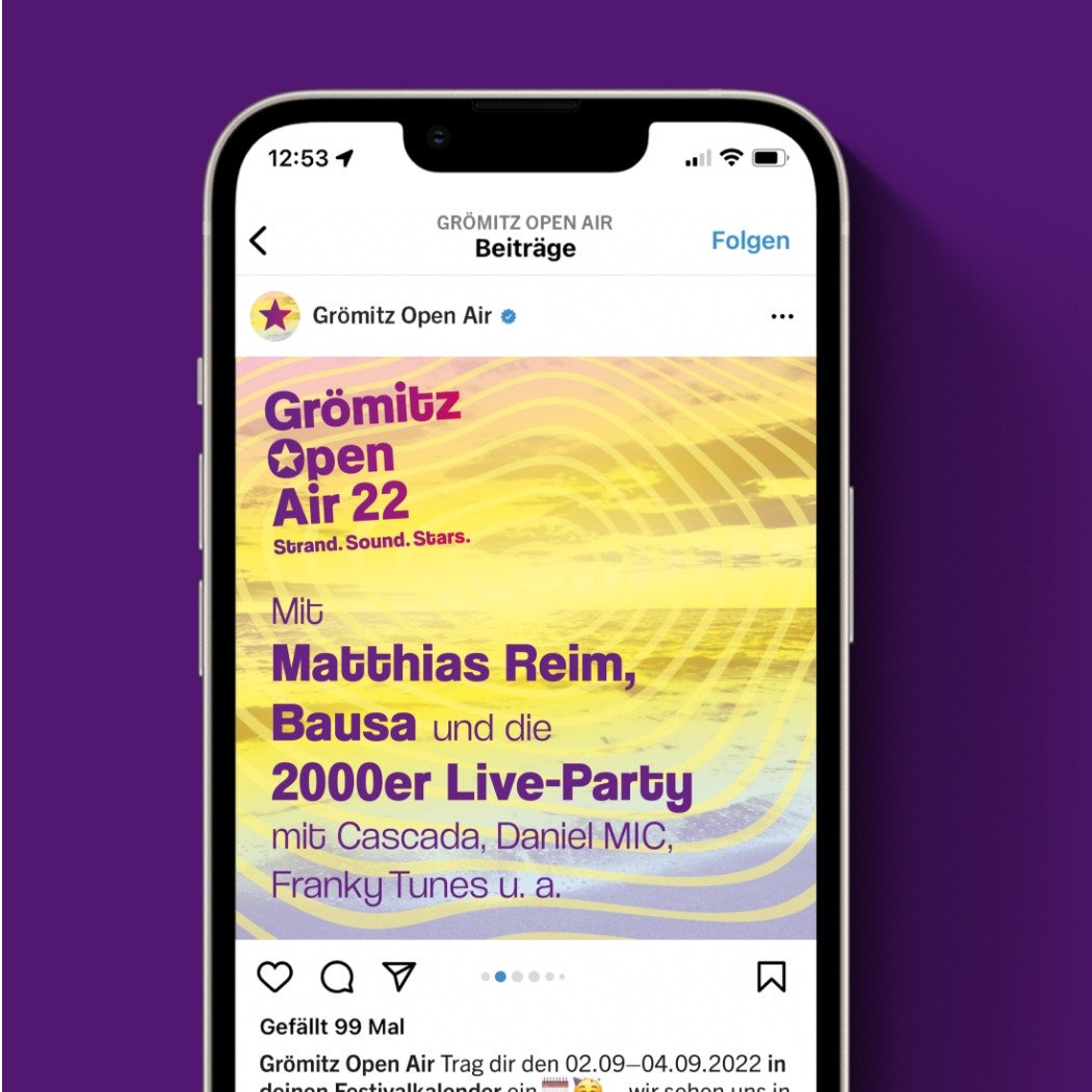 h2_boe_teaser_03.jpg Smartphone zeigt Instagram-Seite des Grömitz Open Air