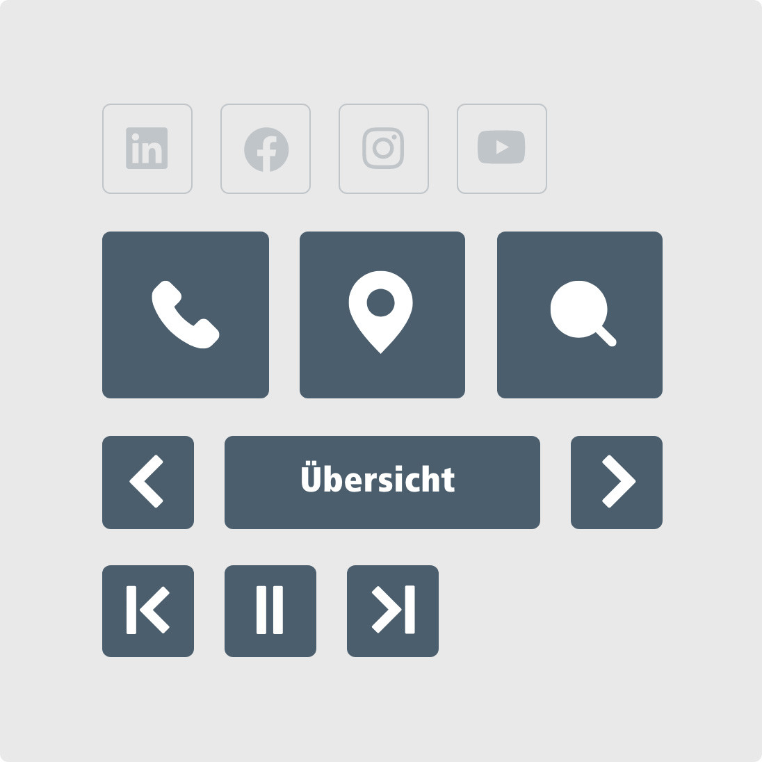 h2_futura_teaser_07.jpg Übersicht verschiedener Buttons mit dem neuen Buttondesign in anthrazit.