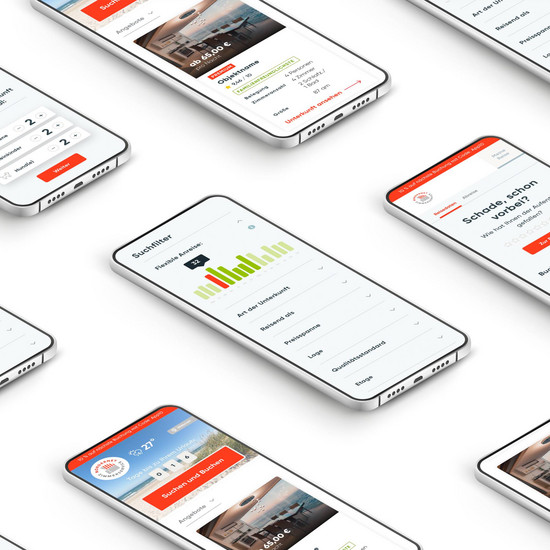 Zimmer frei! Aneinandergereihte Norderney Zimmerservice Website in mobiler Ansicht