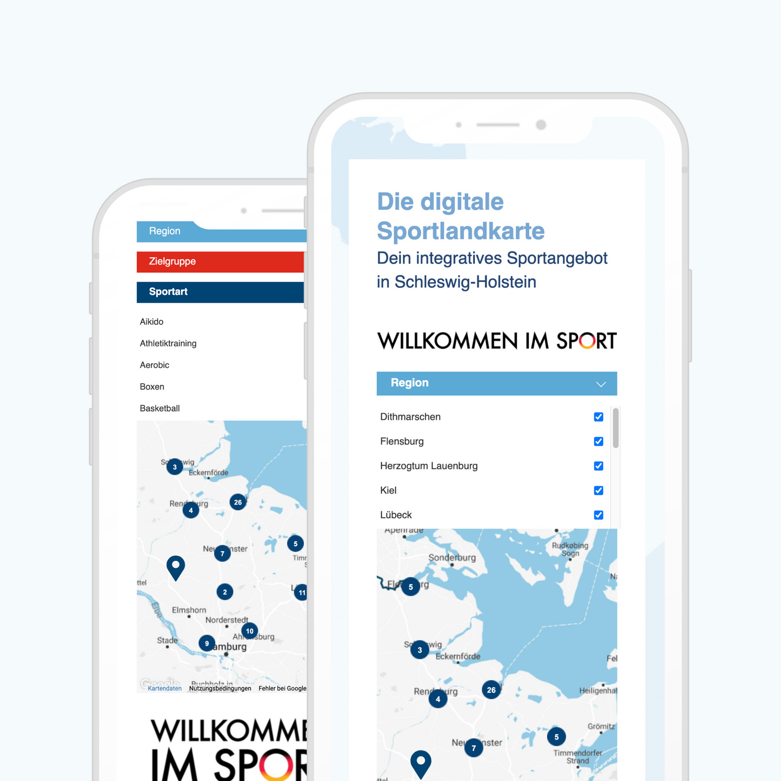 Sportlandkarte von lsv in Smartphone Ansicht