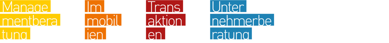 Vier bunt Schriftkacheln von hwb