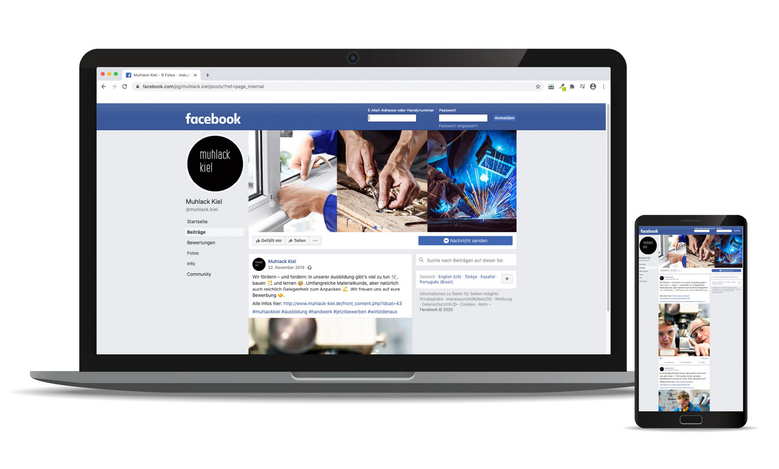 muhlack-03.jpg Facebookseite von Muhlack auf Computer und Smartphone