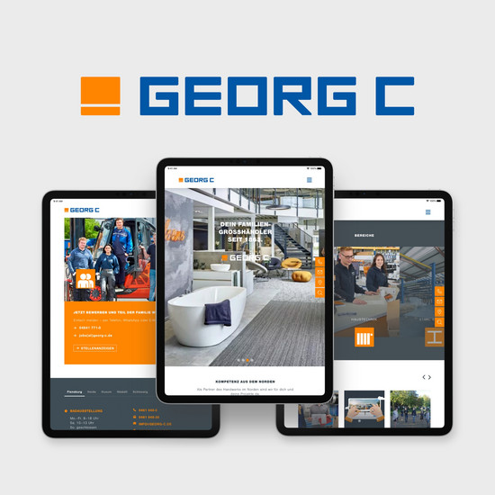 Internetseite für regionalen Großhändler Die neue Georg C.-Seite in der Tablet-Version
