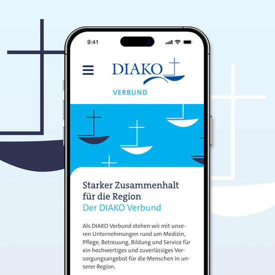 Frisch genesen Zu sehen ist die neue DIAKO-Verbund-Seite in der mobilen Ansicht.