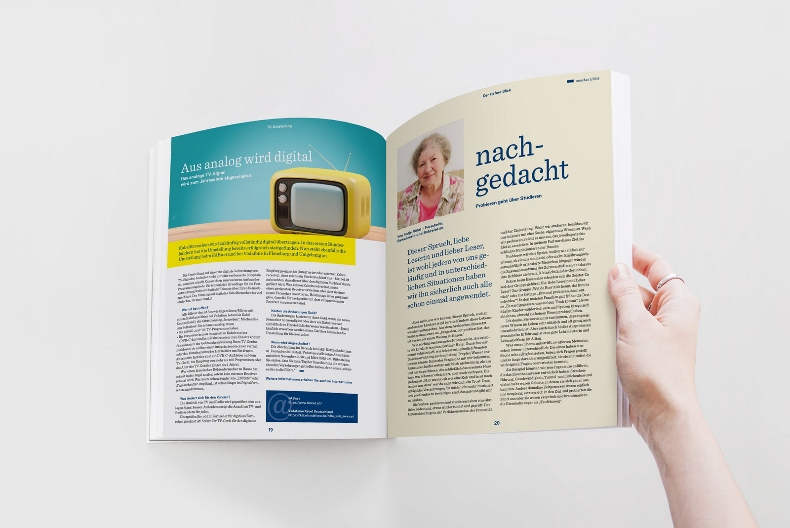 hochzwei_fab_teaser_gross_02.jpg Hand blättert im Magazin des FAB über TV-Umstellung