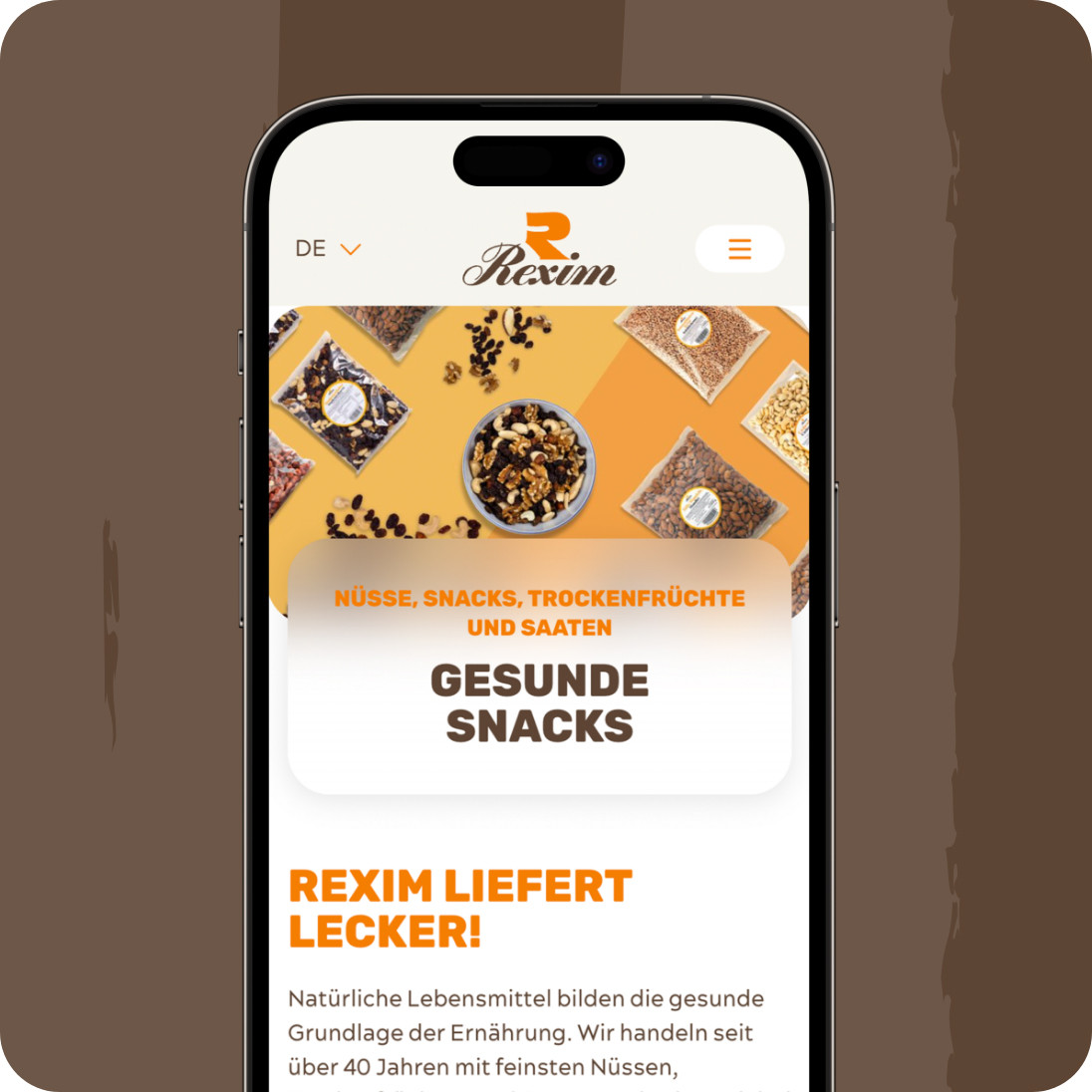 Unterseite über Nüsse der Rexim Website